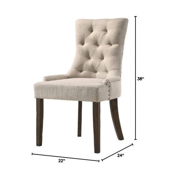 Acme 2-Piece Dining Side Chair in Beige Fabric and Espresso Finish - ER-0132BE