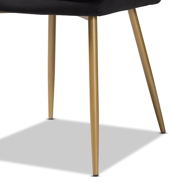 Baxton Studio Gavino Modern Luxe and Glam Black Velvet Upholstered and Gold  Metal 2-Piece Dining Chair Set, PR - SET OF 2 190-11791-ZORO