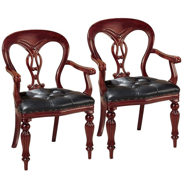 Design Toscano Simsbury Manor Leather Arm Chair, PK 2 - AF991061