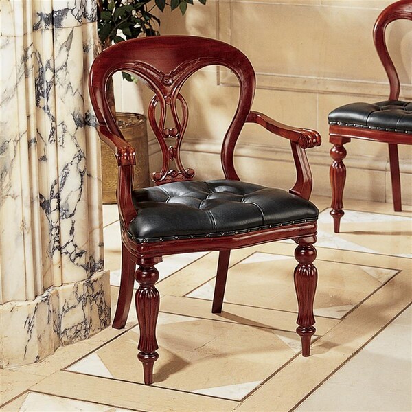 Design Toscano Simsbury Manor Leather Arm Chair, PK 2 - AF991061
