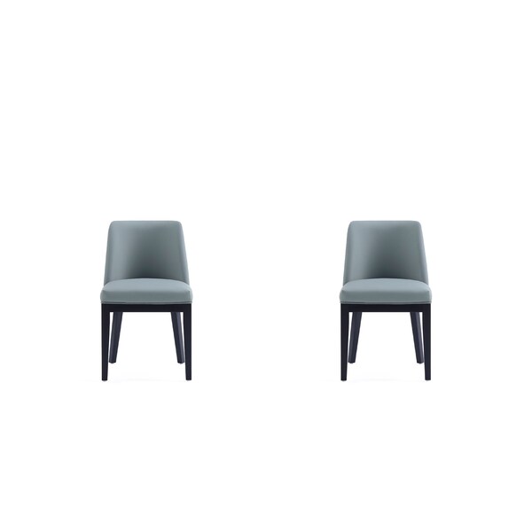 Manhattan Comfort Gansevoort Faux Leather Dining Chair in Pewter - Set of 2 - DC051-PT