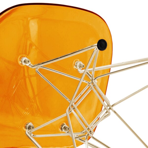 Leisuremod Cresco Plastic Dining Side Chair with Gold Base, Transparent Orange - CR19TORG