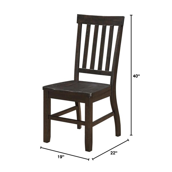 Acme Wooden Side Chair with Slatted Back in Rustic Walnut, 2PK - ER-0207WL