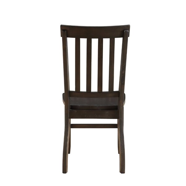 Acme Wooden Side Chair with Slatted Back in Rustic Walnut, 2PK - ER-0207WL