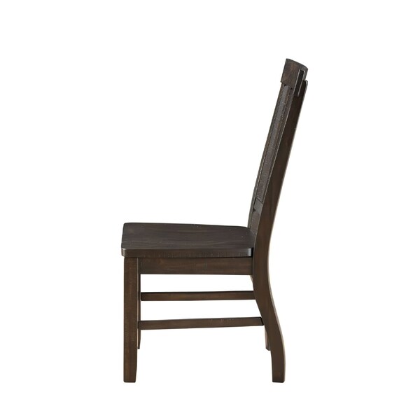 Acme Wooden Side Chair with Slatted Back in Rustic Walnut, 2PK - ER-0207WL