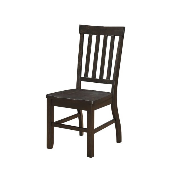 Acme Wooden Side Chair with Slatted Back in Rustic Walnut, 2PK - ER-0207WL