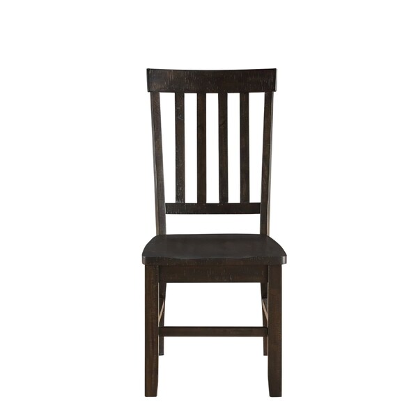 Acme Wooden Side Chair with Slatted Back in Rustic Walnut, 2PK - ER-0207WL