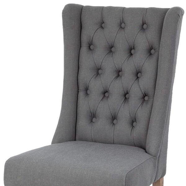 Homeroots Gray Plush Linen Covering with Ash Solid Wood Base Dining Chair - 380401