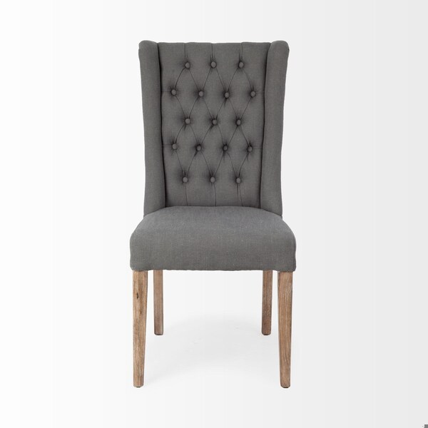 Homeroots Gray Plush Linen Covering with Ash Solid Wood Base Dining Chair - 380401