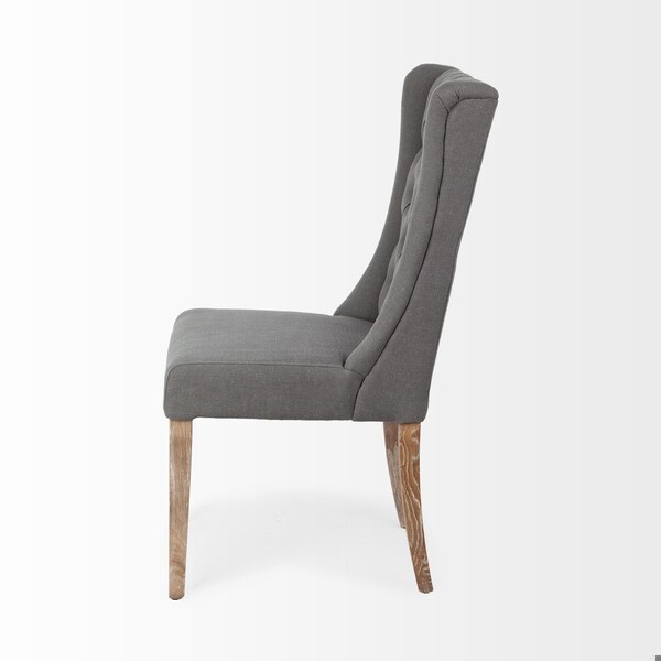Homeroots Gray Plush Linen Covering with Ash Solid Wood Base Dining Chair - 380401