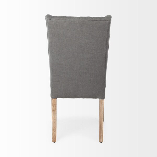 Homeroots Gray Plush Linen Covering with Ash Solid Wood Base Dining Chair - 380401