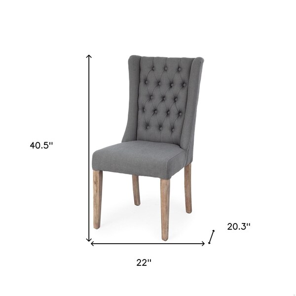 Homeroots Gray Plush Linen Covering with Ash Solid Wood Base Dining Chair - 380401