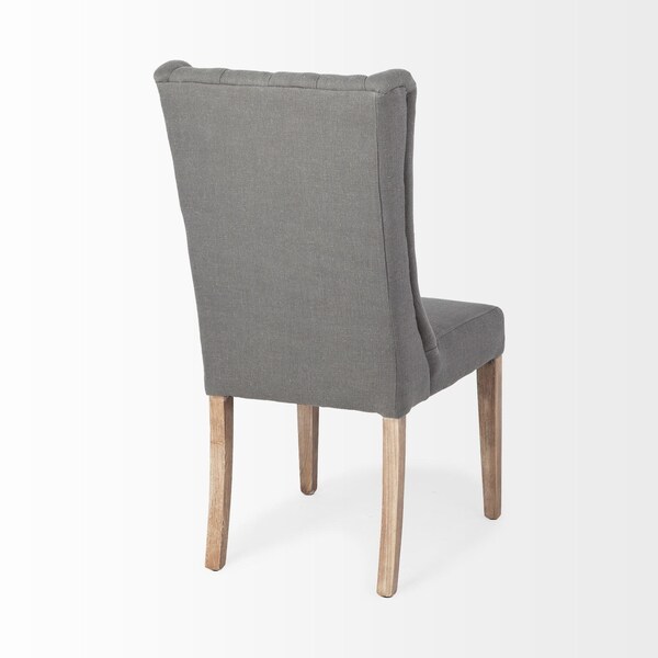 Homeroots Gray Plush Linen Covering with Ash Solid Wood Base Dining Chair - 380401