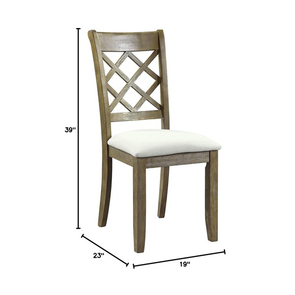 Acme Wooden Upholstered Side Chair in Beige Linen and Rustic Oak - ER-0115OAK