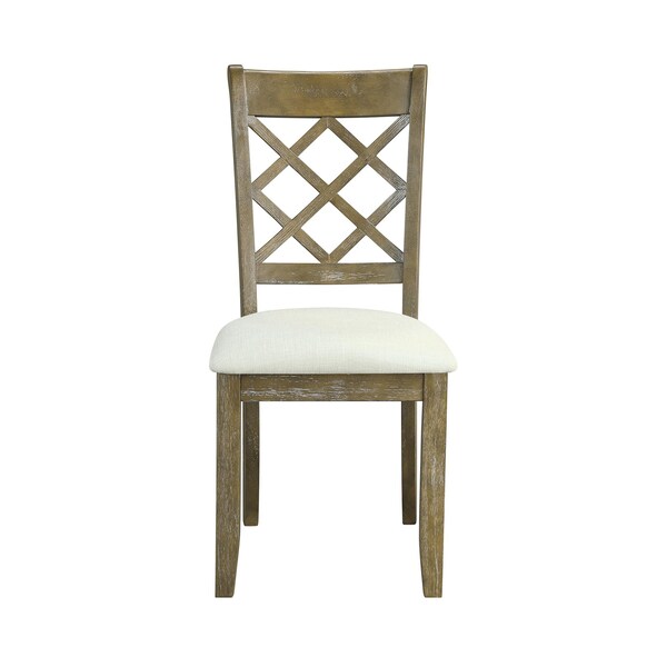 Acme Wooden Upholstered Side Chair in Beige Linen and Rustic Oak - ER-0115OAK