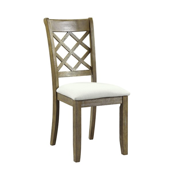 Acme Wooden Upholstered Side Chair in Beige Linen and Rustic Oak - ER-0115OAK