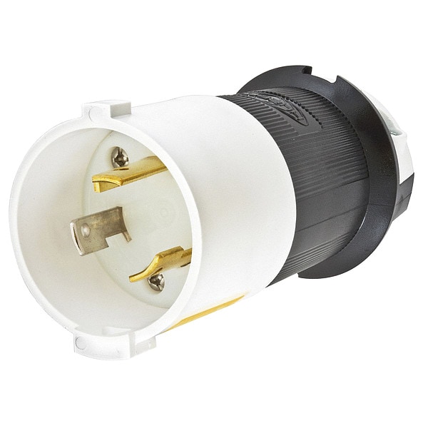 Hubbell 30A Locking Plug 2P 3W 125VAC L5-30P BK/WT - HBL2611S
