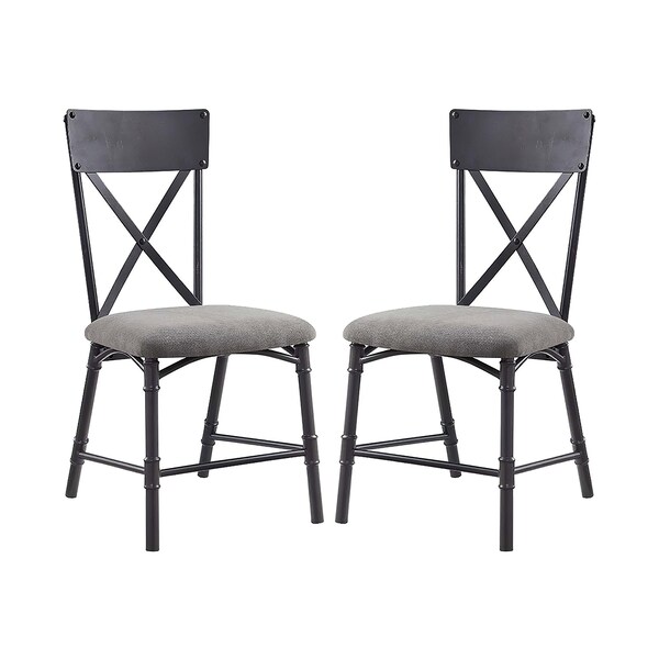 Acme Side Chair in Gray and Sandy Black, 2PK - ER-0213BK