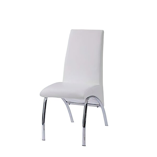 Acme Faux Leather Upholstered Side Chair in White and Chrome - ER-0186WH