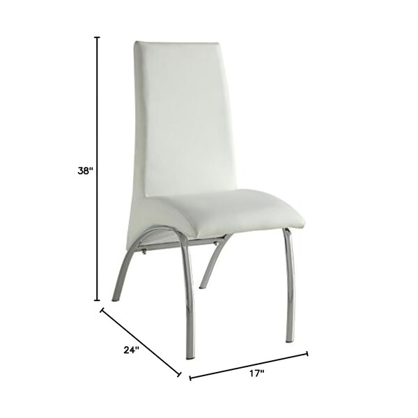 Acme Faux Leather Upholstered Side Chair in White and Chrome - ER-0186WH