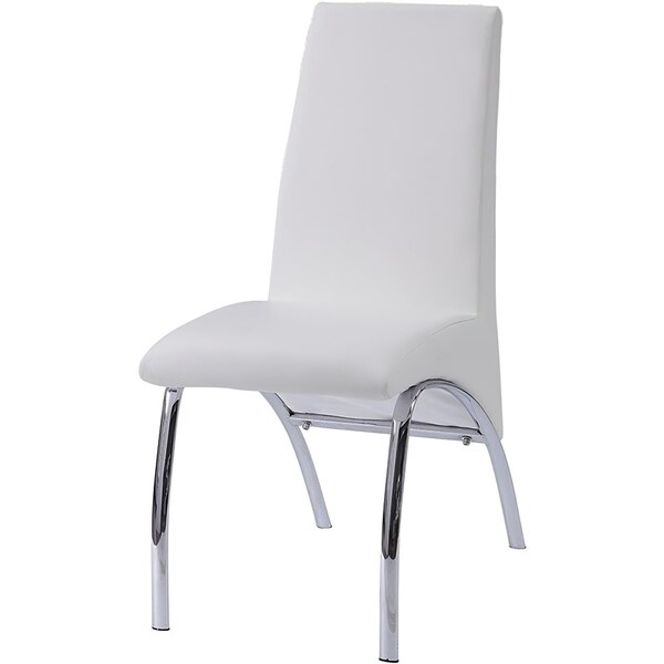 Acme Faux Leather Upholstered Side Chair in White and Chrome - ER-0186WH