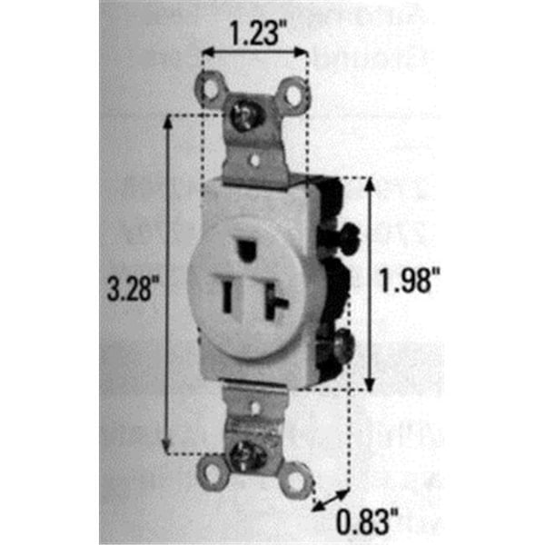 Eaton Wiring Devices Cooper Wiring Devices 393725452 250V Air Conditioner Single Receptacle Double Grounding Outlet - White - 393725452