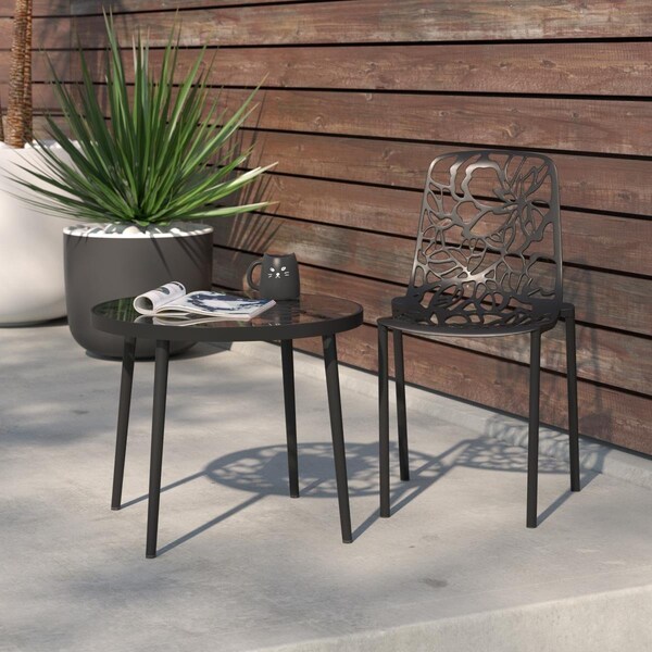 Kd Americana 32 x 24.5 x 21.5 in. Modern Devon Aluminum Chair, Black - KD2609690