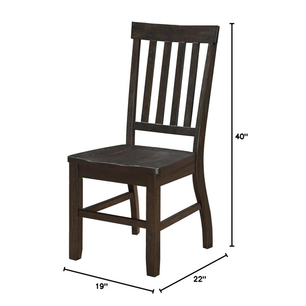 Acme Wooden Side Chair with Slatted Back in Rustic Walnut, 2PK - ER-0219WL