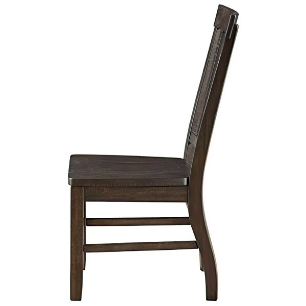 Acme Wooden Side Chair with Slatted Back in Rustic Walnut, 2PK - ER-0219WL