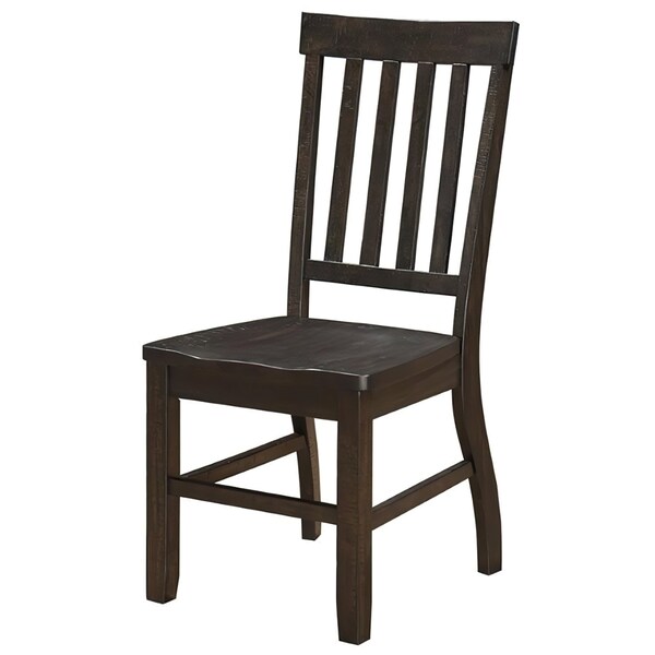 Acme Wooden Side Chair with Slatted Back in Rustic Walnut, 2PK - ER-0219WL