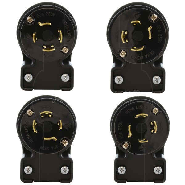 Ac Works NEMA L15-20P 3-Phase 20A 250V 4-Prong Elbow Locking Male Plug With UL, C-UL Approval - ASEL1520P