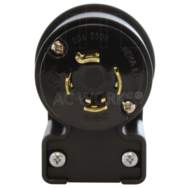 Ac Works NEMA L15-20P 3-Phase 20A 250V 4-Prong Elbow Locking Male Plug With UL, C-UL Approval - ASEL1520P