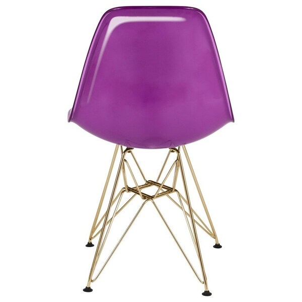 Leisuremod Cresco Molded 2-Tone Eiffel Dining Side Chair with Gold Base, White Purple, 4PK - CR19WPRG4