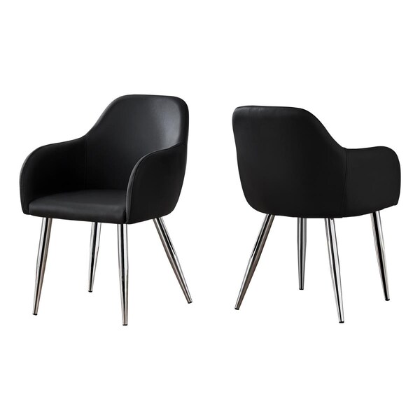 Daphnes Dinnette 17.5 x 23.5 x 33 in. Dining Chair - Black Leather-Look - Chrome - 2 Piece - DA2618248