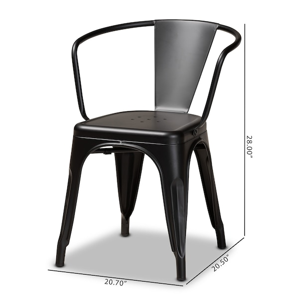 Baxton Studio Ryland Modern Industrial Black Finished Metal Dining Chair Set (4PC) - 193-4PC-12040-ZORO