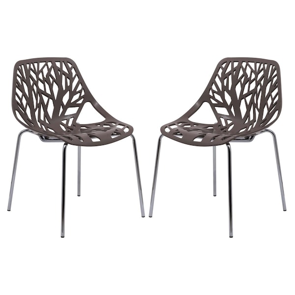 Kd Americana Modern Asbury Dining Chair with Chromed Legs - Taupe, 2PK - KD3575153