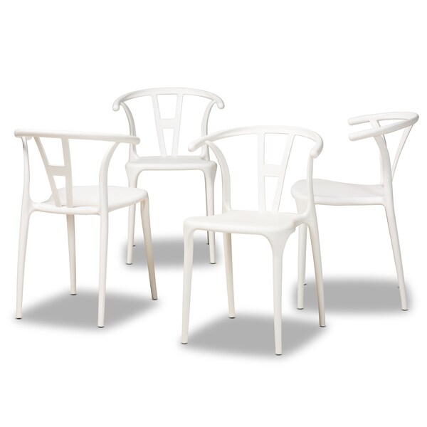 Baxton Studio Warner ModernWhite Plastic Dining Chair Set (4PC) - 194-4PC-12037-ZORO