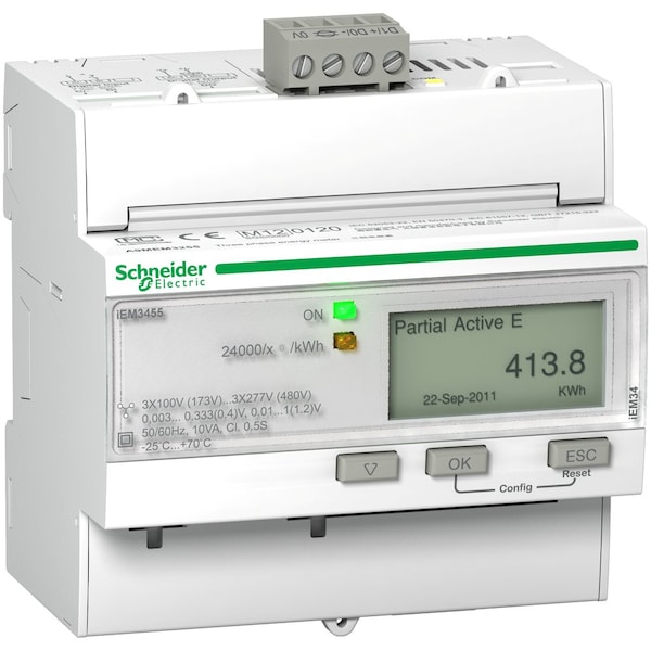 Schneider Electric IEM3455 energy meter - Modbus - 1 DI - 1 DO - multi-tariff - LVCT - A9MEM3455