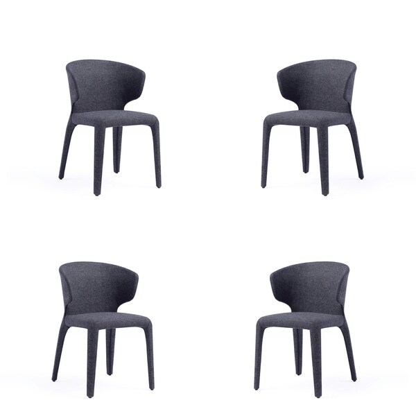Manhattan Comfort Conrad Woven Tweed Dining Chair in Black - Set of 4 - 2-DC031-WBK