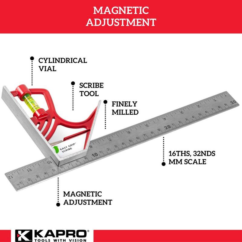Kapro 12 in. Magnetic Lock Combination Square with Zinc Head - 325M