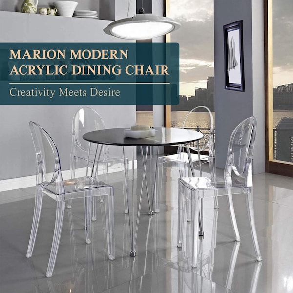 Leisuremod Marion Transparent Acrylic Modern Chair, Clear - GV19CL