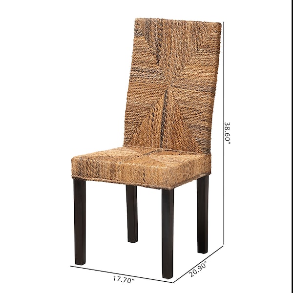 Baxton Studio Laymi Modern Bohemian Dark Brown Mahogany Wood and Banana Fiber Dining Chair - 228-13137-ZORO