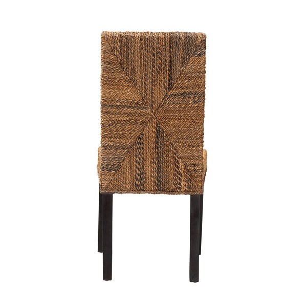 Baxton Studio Laymi Modern Bohemian Dark Brown Mahogany Wood and Banana Fiber Dining Chair - 228-13137-ZORO
