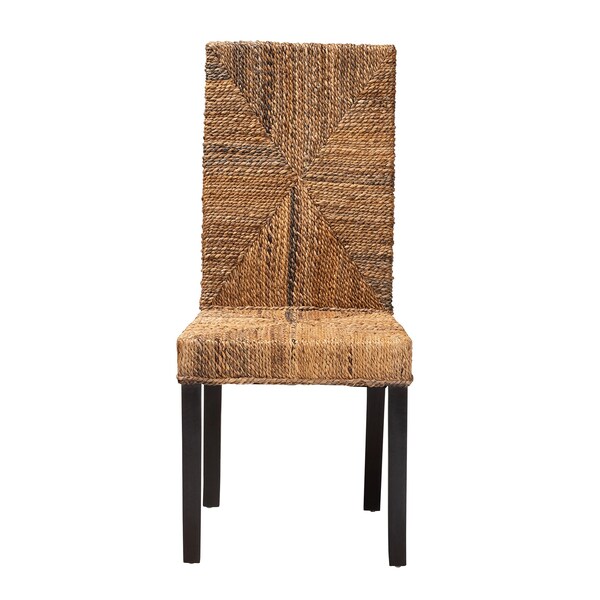 Baxton Studio Laymi Modern Bohemian Dark Brown Mahogany Wood and Banana Fiber Dining Chair - 228-13137-ZORO