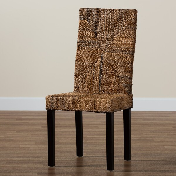 Baxton Studio Laymi Modern Bohemian Dark Brown Mahogany Wood and Banana Fiber Dining Chair - 228-13137-ZORO