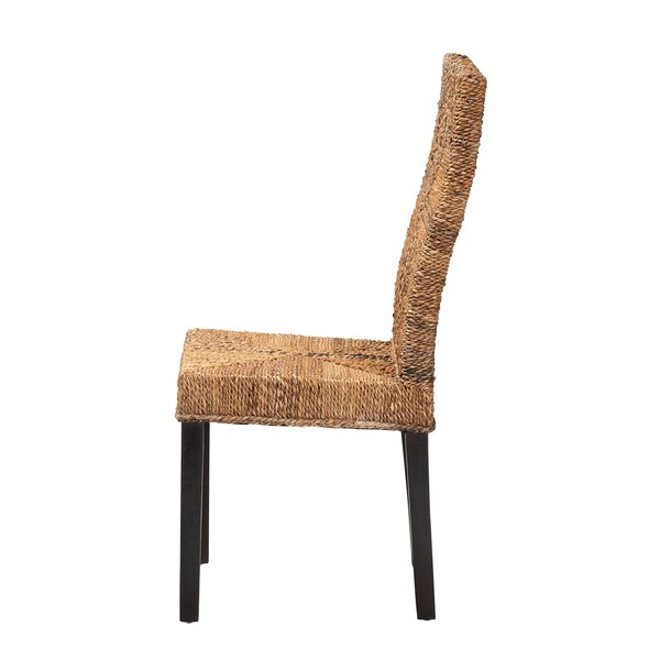 Baxton Studio Laymi Modern Bohemian Dark Brown Mahogany Wood and Banana Fiber Dining Chair - 228-13137-ZORO