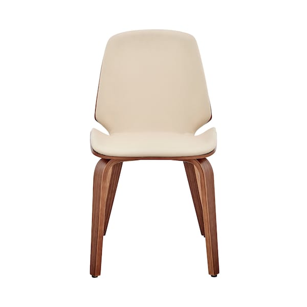 Armen Living Brinley Cream Faux Leather and Walnut Wood Dining Room Accent Chair - LCBNSIWACR