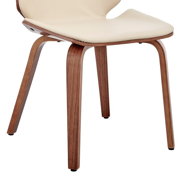 Armen Living Brinley Cream Faux Leather and Walnut Wood Dining Room Accent Chair - LCBNSIWACR