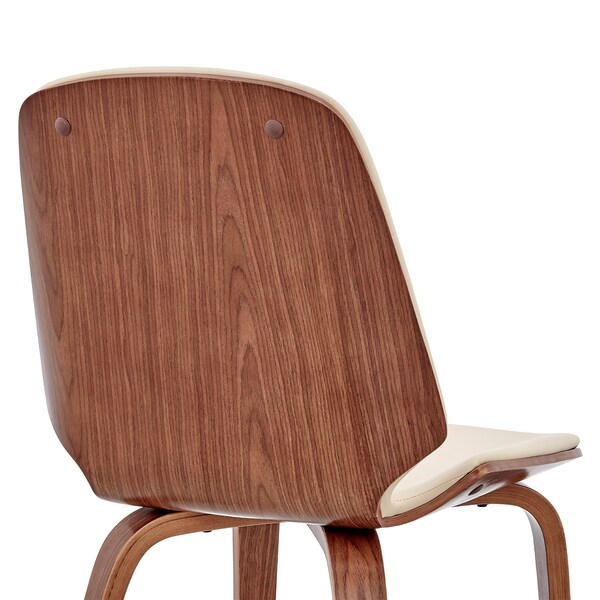 Armen Living Brinley Cream Faux Leather and Walnut Wood Dining Room Accent Chair - LCBNSIWACR