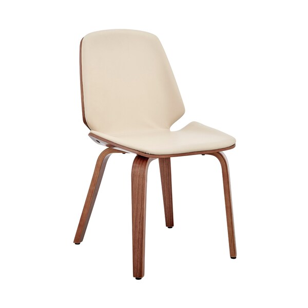 Armen Living Brinley Cream Faux Leather and Walnut Wood Dining Room Accent Chair - LCBNSIWACR